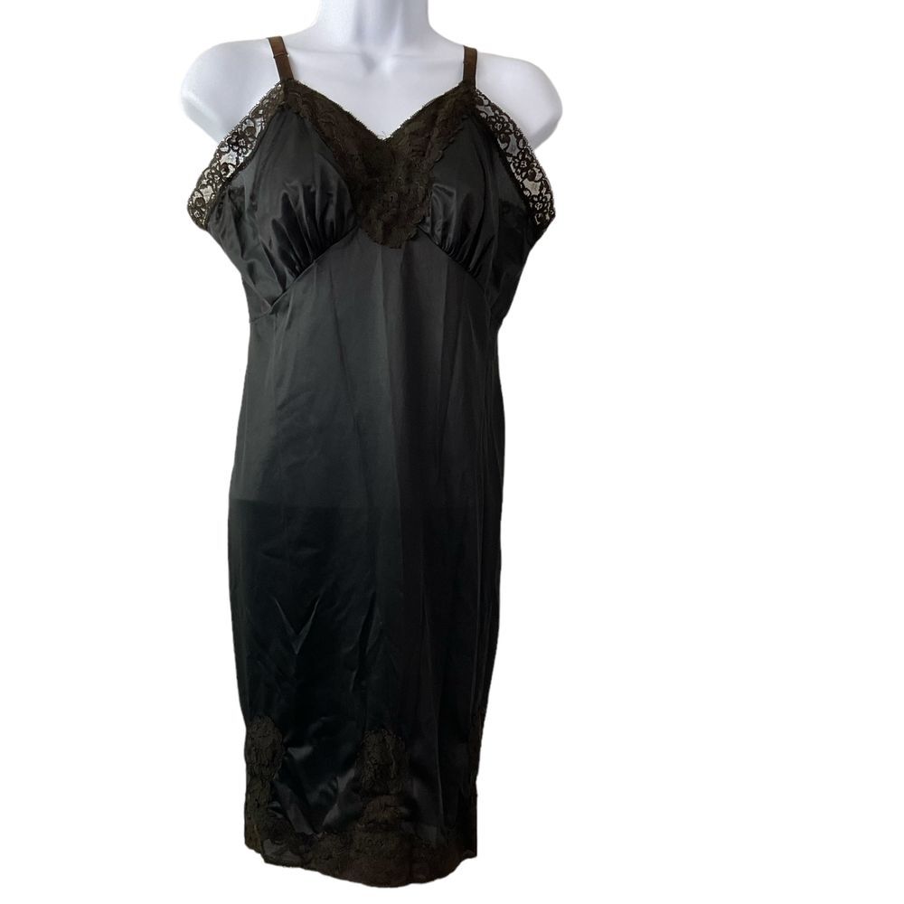 Vintage Nylon Black Lace‎ Full Slip Dress